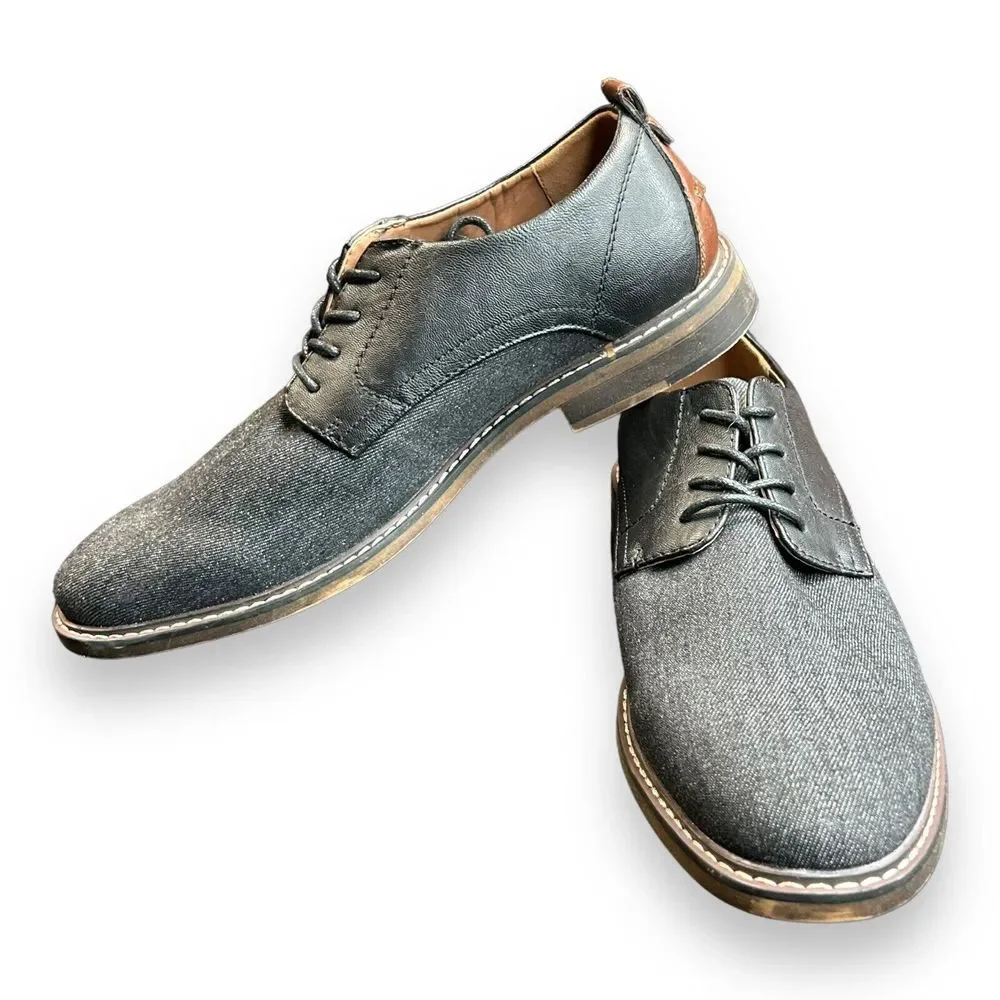 Madden Mens M-Dynamo Oxford Shoes‎ Black Denim Lace Up Round Toe Size 9
